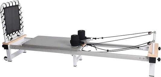 Stamina Products AeroPilates Precision Series Reformer Pilates Machine Resistance and Workout System for Home Gym, White/Gray