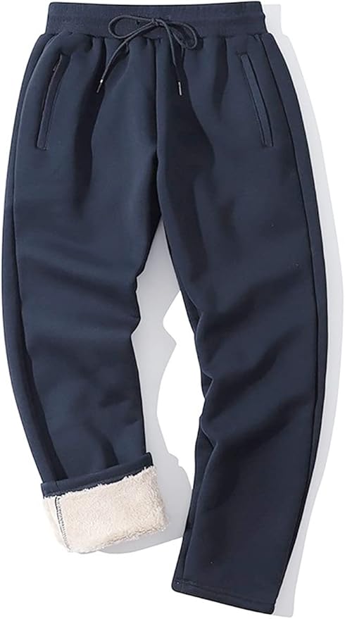 Yameekamulga Men's Winter Fleece Pants Sherpa Lined Sweatpants Active Athletic Running Jogger Track Causal Pants