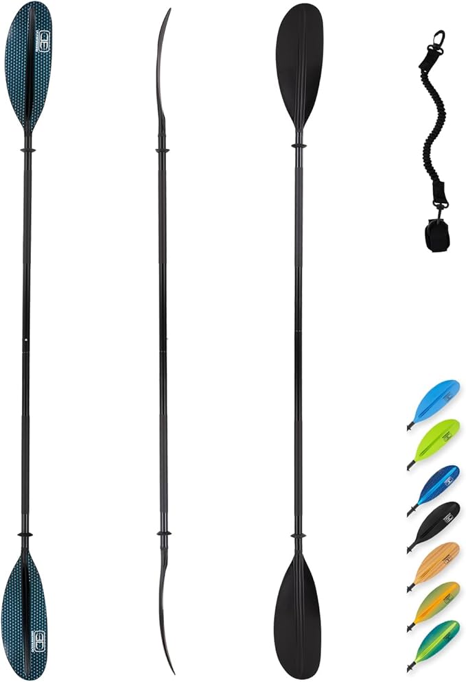 OCEANBROAD Kayak Paddle 86in/218cm, 90.5in/230cm, 95in/241cm Alloy Shaft Kayaking Boating Canoeing Oar with Paddle Leash