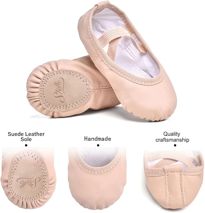 Stelle Ballet Shoes for Girls Toddler Ballet Slippers Soft Leather Boys Dance Shoes for Toddler/Little Kid/Big Kid