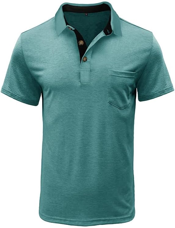 Men's Casual Polo Shirts Classic Button Basic Short Sleeve Shirt Solid Color Cotton Tees Golf Stylish Tops