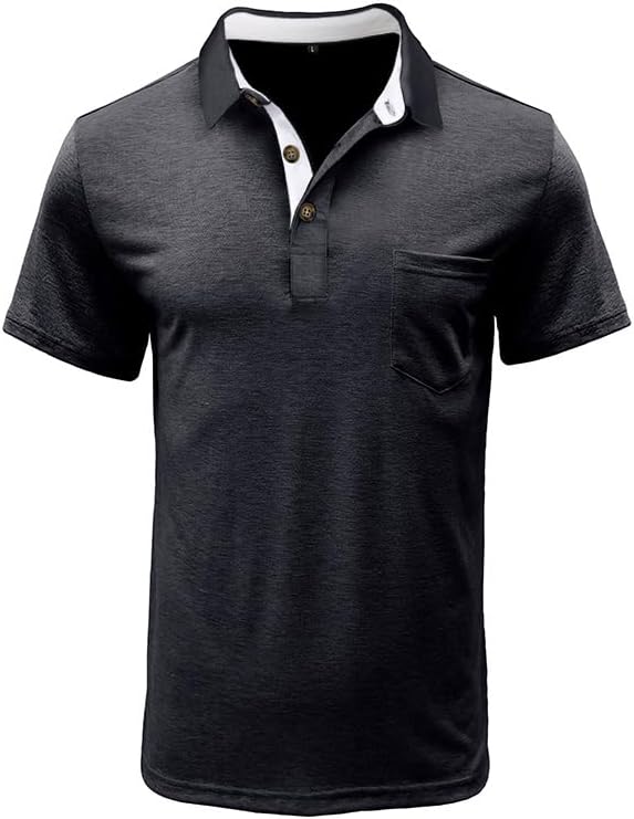 Men's Casual Polo Shirts Classic Button Basic Short Sleeve Shirt Solid Color Cotton Tees Golf Stylish Tops