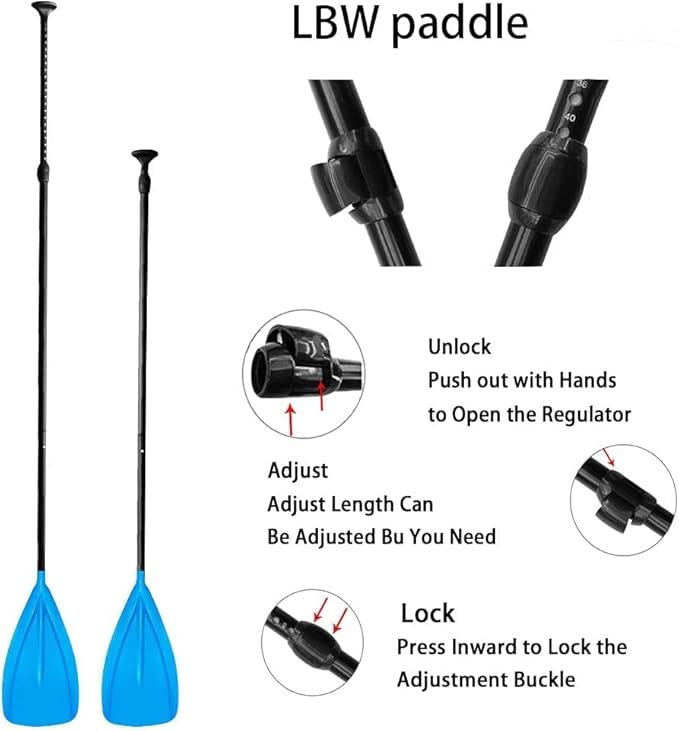 LBW 3 Piece SUP Paddle Board Paddle Floating Portable Paddleboard Accessories Adjustable Double Holes Lock Sturdy & Ergonomic for Surfing Beginner