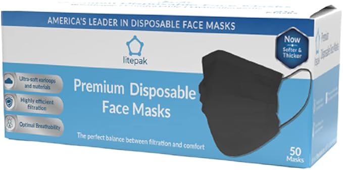 Litepak 500pcs Premium Disposable Face Mask SOFT 3ply Nose Wire