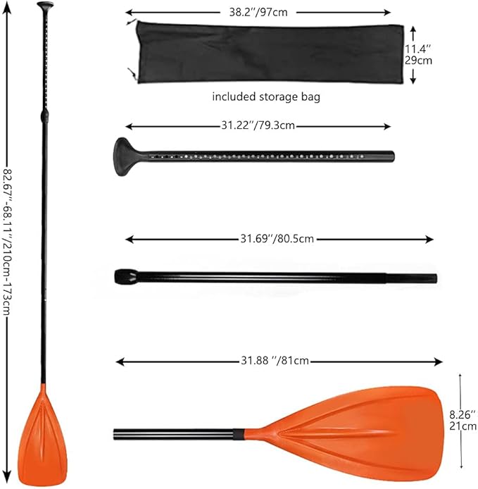 LBW 3 Piece SUP Paddle Board Paddle Floating Portable Paddleboard Accessories Adjustable Double Holes Lock Sturdy & Ergonomic for Surfing Beginner