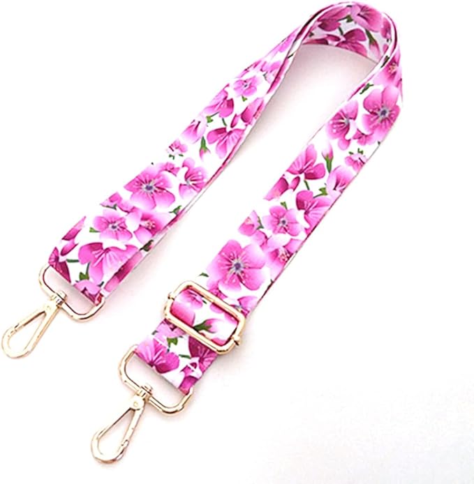 Printed Flower Nylon Webbing with Buckle 1 1/2 inch 6 Yards Pink Thick Patterned Fabric Webbing Luggage Handle Jacquard Ribbon for Backpack Bags-Seatbelt-Clothing-Sewing-DIY Crafts & Projects