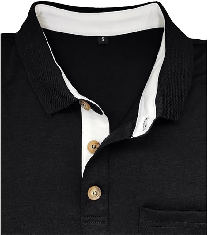 Men's Casual Polo Shirts Classic Button Basic Short Sleeve Shirt Solid Color Cotton Tees Golf Stylish Tops