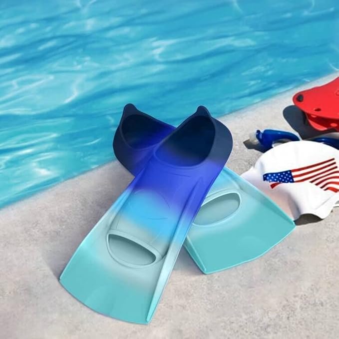 Gintenco Swim Fins, Kids Swim Training Fins for Lap Swimming, Travel Size Flippers with Mesh Bag, Silicone Swimming Fins for Kids Teens Adults Women Men