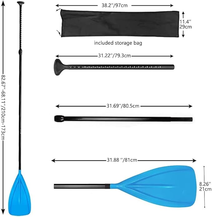 LBW 3 Piece SUP Paddle Board Paddle Floating Portable Paddleboard Accessories Adjustable Double Holes Lock Sturdy & Ergonomic for Surfing Beginner