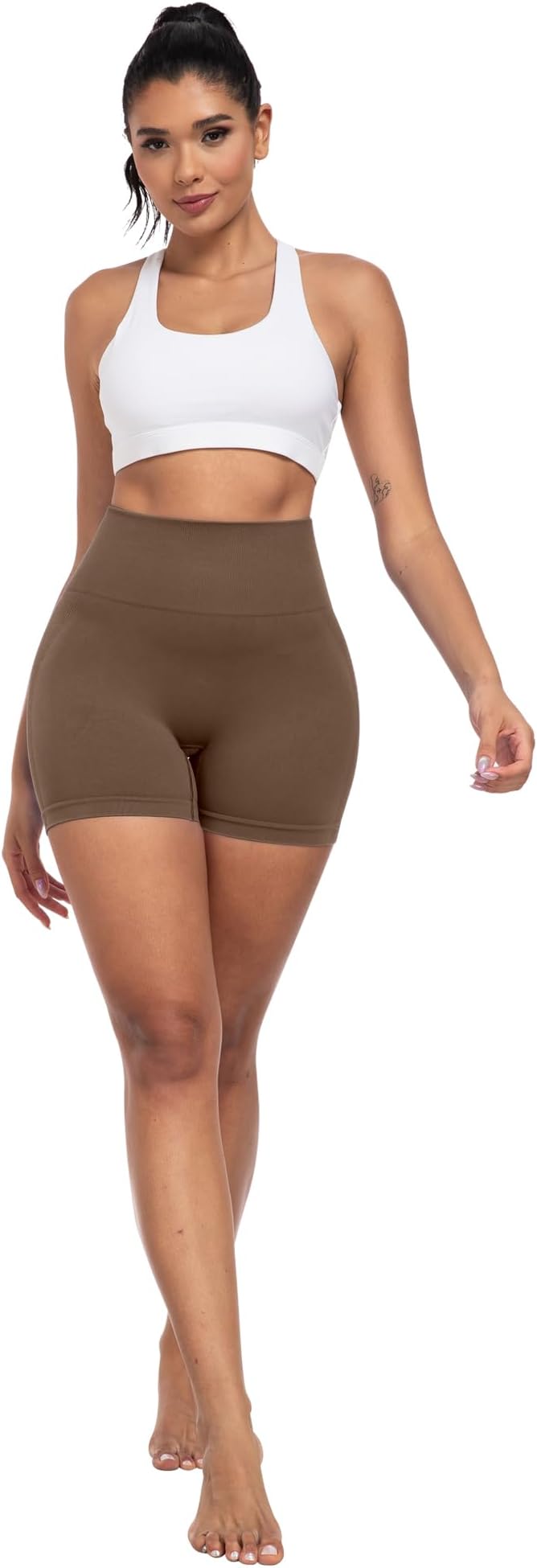 CHRLEISURE Women's 4 Packs Workout Gym Shorts, High Waisted Butt Lifting Scrunch Butt Seamless Booty Shorts