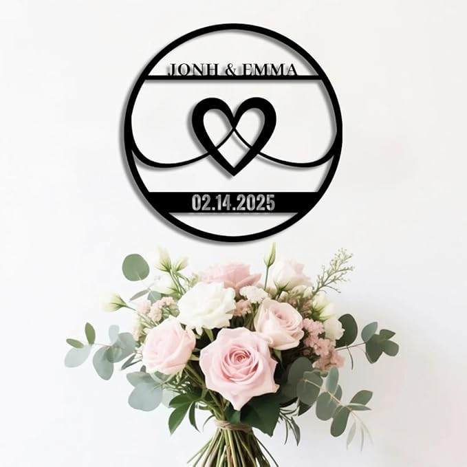 Personalized Wedding Metal Name Sign | Custom Wall Art Gifts for Couples | Custom Metal Signs |Engagement Gift | Anniversary Wedding Date Sign | Bedroom Decor for Couples
