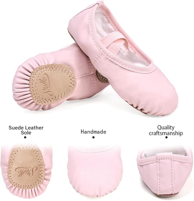 Stelle Ballet Shoes for Girls Toddler Ballet Slippers Soft Leather Boys Dance Shoes for Toddler/Little Kid/Big Kid