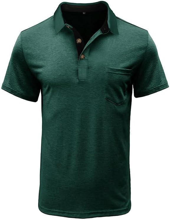 Men's Casual Polo Shirts Classic Button Basic Short Sleeve Shirt Solid Color Cotton Tees Golf Stylish Tops