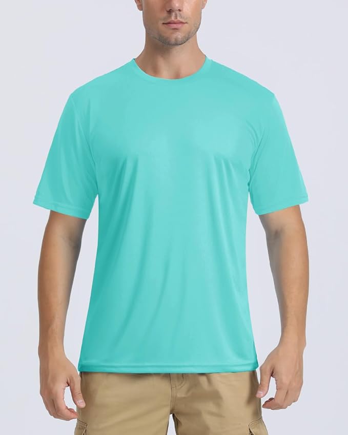 Boladeci Men's Swim Shirt Short Sleeve UPF 50+ Sun Protection SPF UV Moisture Wicking Lightweight Quick Dry Rash Guard