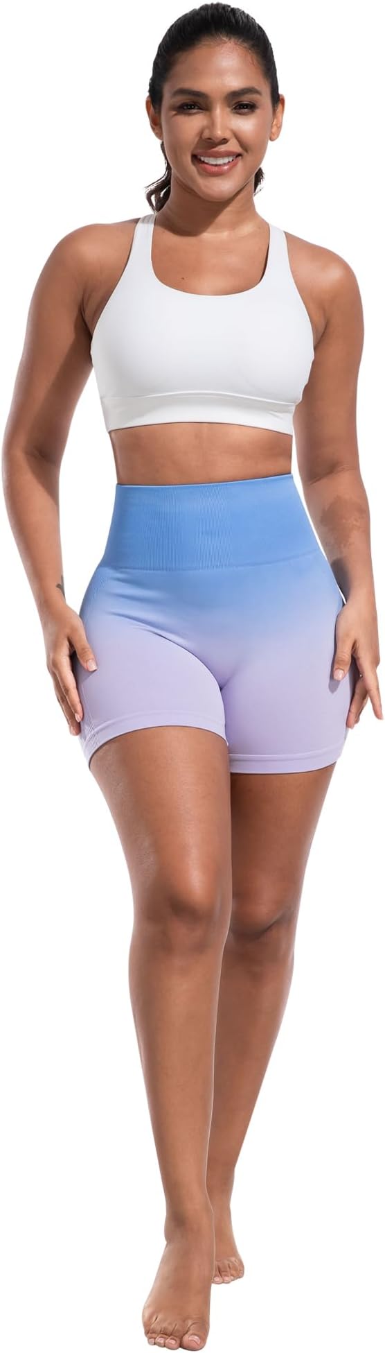 CHRLEISURE Women's 4 Packs Workout Gym Shorts, High Waisted Butt Lifting Scrunch Butt Seamless Booty Shorts