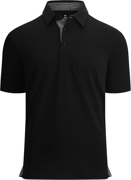 Alex Vando Mens Golf Shirt Moisture Wicking Quick-Dry Solid Short Sleeve Polo Shirts for Men