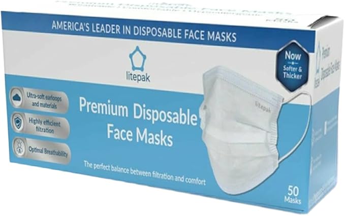 Litepak 500pcs Premium Disposable Face Mask SOFT 3ply Nose Wire