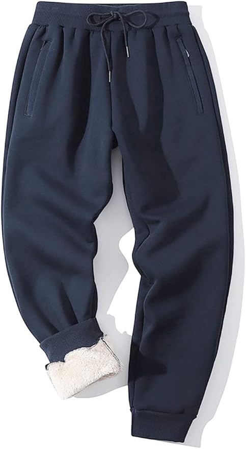 Yameekamulga Men's Winter Fleece Pants Sherpa Lined Sweatpants Active Athletic Running Jogger Track Causal Pants