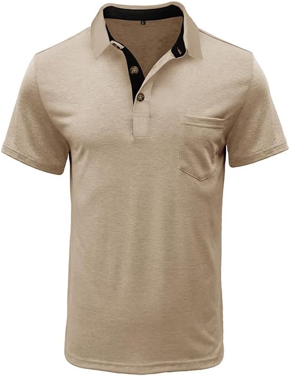 Men's Casual Polo Shirts Classic Button Basic Short Sleeve Shirt Solid Color Cotton Tees Golf Stylish Tops