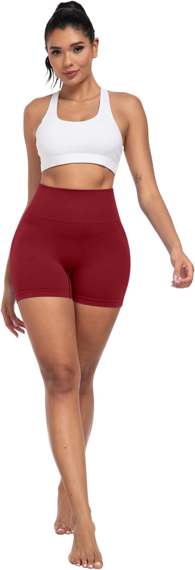 CHRLEISURE Women's 4 Packs Workout Gym Shorts, High Waisted Butt Lifting Scrunch Butt Seamless Booty Shorts