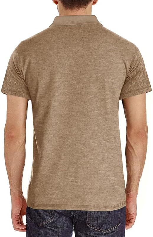 Men's Casual Polo Shirts Classic Button Basic Short Sleeve Shirt Solid Color Cotton Tees Golf Stylish Tops