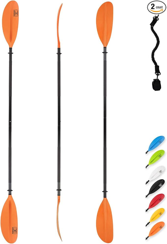 OCEANBROAD Kayak Paddle 86in/218cm, 90.5in/230cm, 95in/241cm Alloy Shaft Kayaking Boating Canoeing Oar with Paddle Leash