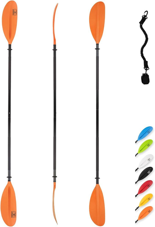 OCEANBROAD Kayak Paddle 86in/218cm, 90.5in/230cm, 95in/241cm Alloy Shaft Kayaking Boating Canoeing Oar with Paddle Leash