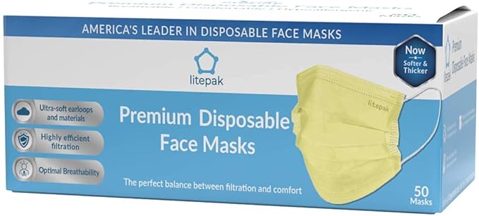 Litepak 500pcs Premium Disposable Face Mask SOFT 3ply Nose Wire