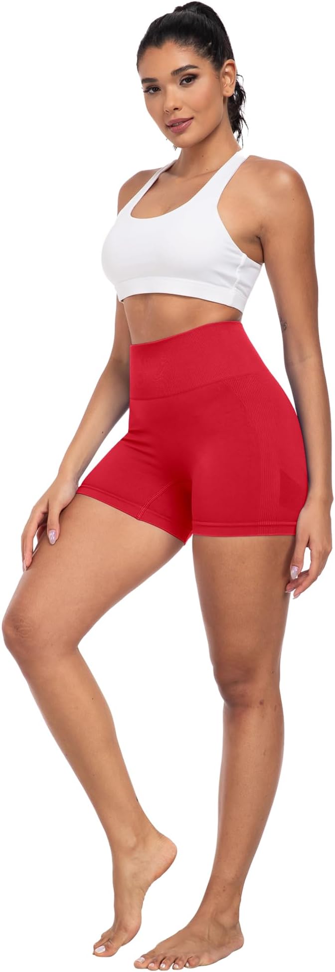 CHRLEISURE Women's 4 Packs Workout Gym Shorts, High Waisted Butt Lifting Scrunch Butt Seamless Booty Shorts