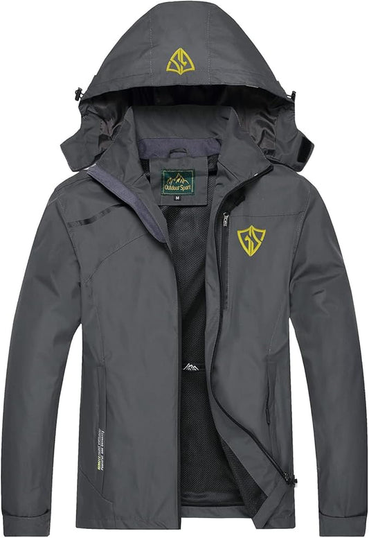 GIISAM Mens Windproof Jacket Waterproof Lightweight Mountain Sport Jacket for Men Hooded Windbreaker Raincoat