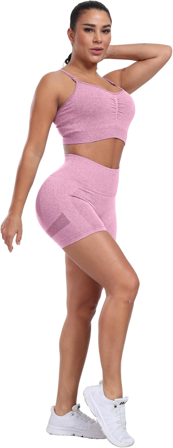 CHRLEISURE Women's 4 Packs Workout Gym Shorts, High Waisted Butt Lifting Scrunch Butt Seamless Booty Shorts