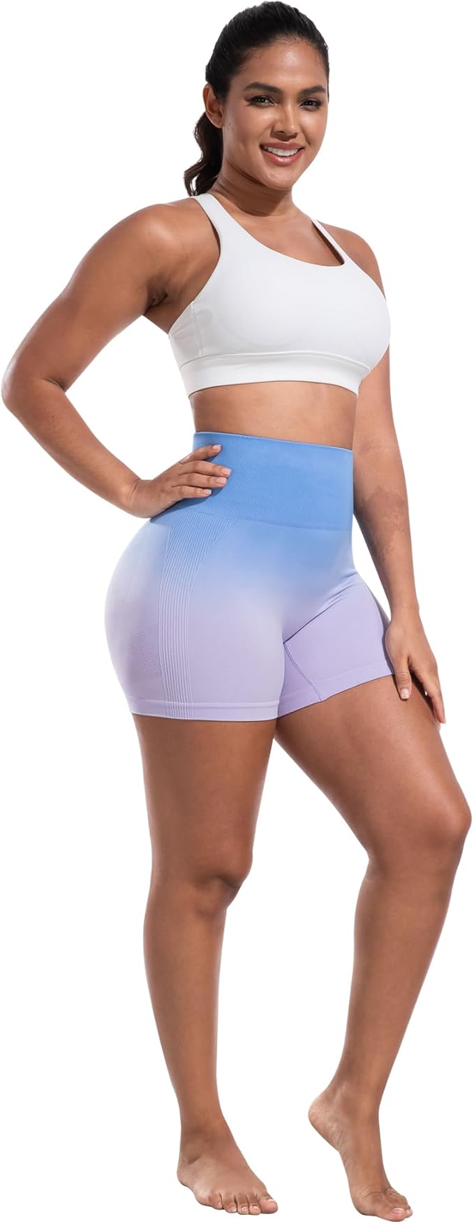 CHRLEISURE Women's 4 Packs Workout Gym Shorts, High Waisted Butt Lifting Scrunch Butt Seamless Booty Shorts