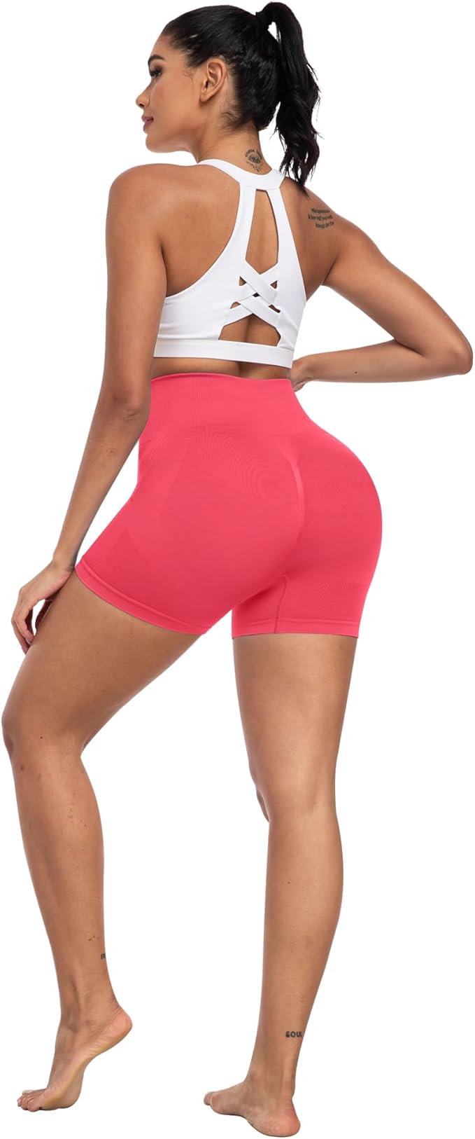 CHRLEISURE Women's 4 Packs Workout Gym Shorts, High Waisted Butt Lifting Scrunch Butt Seamless Booty Shorts