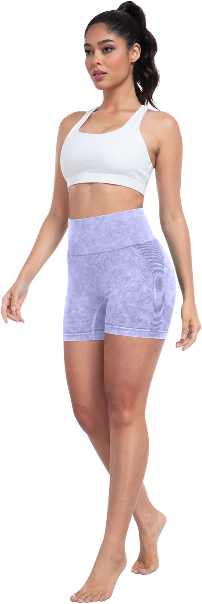 CHRLEISURE Women's 4 Packs Workout Gym Shorts, High Waisted Butt Lifting Scrunch Butt Seamless Booty Shorts