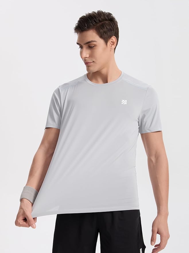 Mens Seamless Workout T-Shirts Lightweight Moisture Wicking Running Hiking Camping Tennis Pickleball Shirts for Men