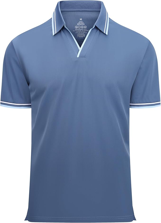 Esabel.C Jacquard Golf Shirts for Men Moisture Wicking Short Sleeve Performance Dry Fit Active Mens Polo Shirts