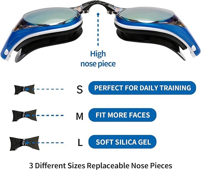 Nearsighted Swim Goggles, Shortsighted Optical Swimming Goggles No Leaking Anti Fog UV Protection for Adult Men Women