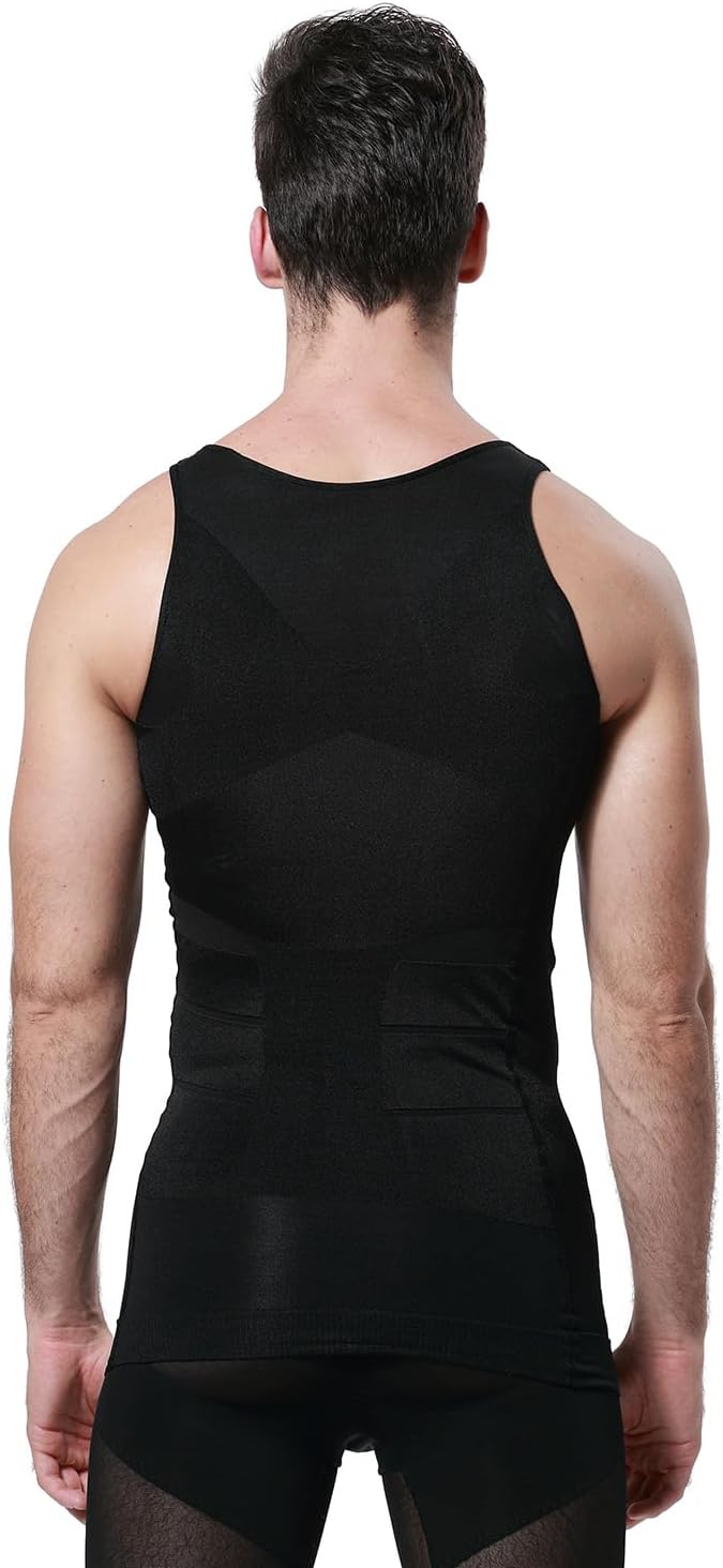 GKVK Mens Slimming Body Shaper Vest Shirt Abs Abdomen Slim