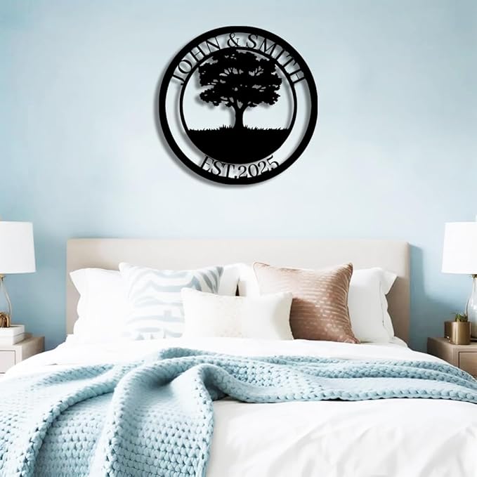 Tree of Life Metal Name Sign | Custom Metal Signs | Personalized Wall Art | Wedding Gift Indoor Decor Gift for Women, Men, Wife, Parents, Couple