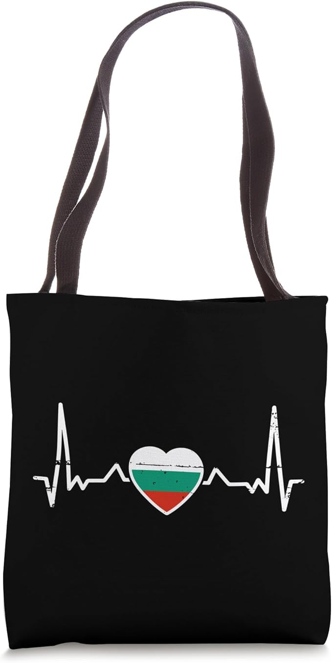 Bulgaria Vintage Heartbeat Bulgarian Flag Tote Bag