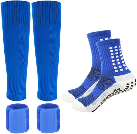 Men's Soccer Non Skid Ball Socks Anti Slip Grip Non Slip Socks, Shin Guard Sleeves, With Or Without Guard Straps for Football