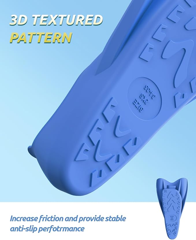 W WSTOO Streamlined Swimming Fins,Training Short Flippers,Silicone Swimming Flippers for Kids Adults Men and Women for Swimming Snorkeling and Diving