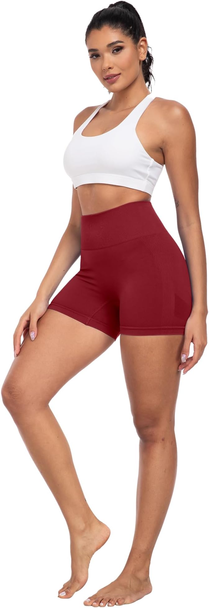 CHRLEISURE Women's 4 Packs Workout Gym Shorts, High Waisted Butt Lifting Scrunch Butt Seamless Booty Shorts