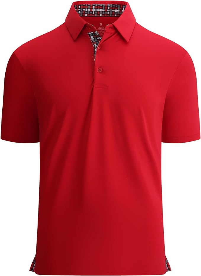 Alex Vando Mens Golf Shirt Moisture Wicking Quick-Dry Solid Short Sleeve Polo Shirts for Men