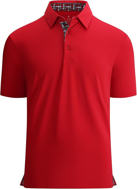 Alex Vando Mens Golf Shirt Moisture Wicking Quick-Dry Solid Short Sleeve Polo Shirts for Men