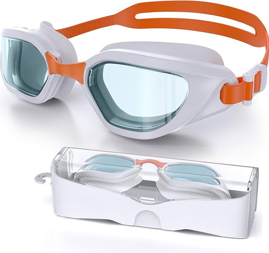 Swim Goggles, Unisex Adult Swimming Goggles Anti Fog Anti UV No Leakage Wide View for Men Women Youth
