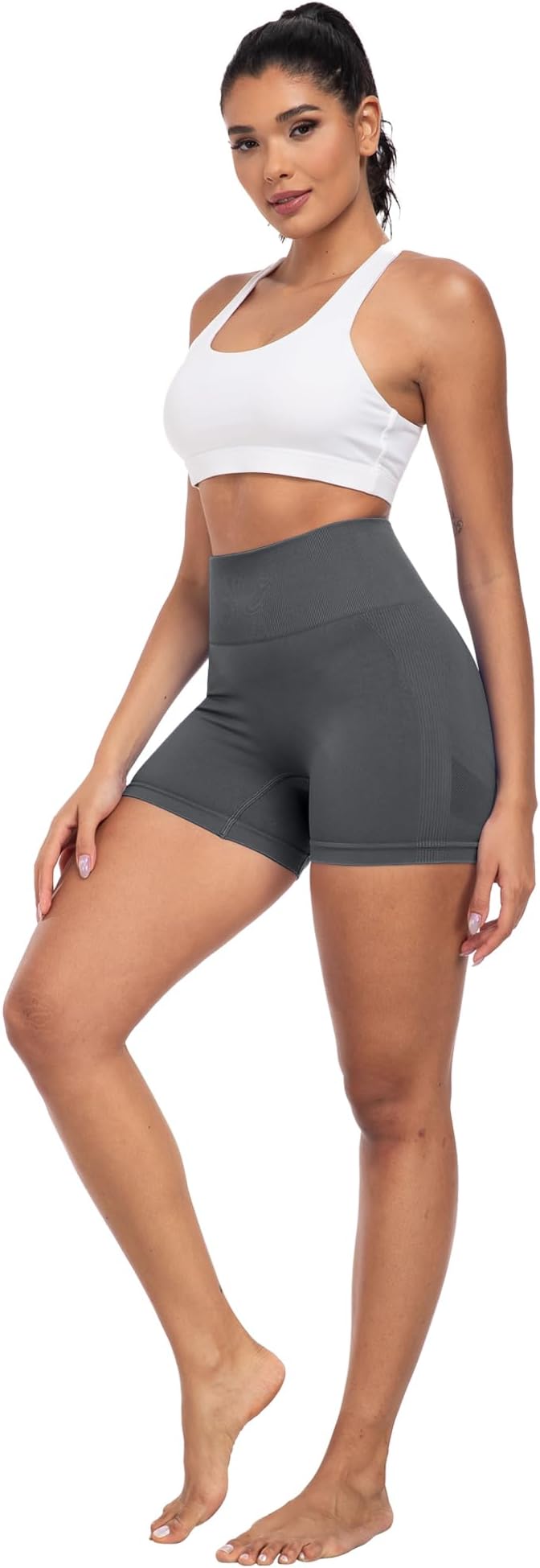 CHRLEISURE Women's 4 Packs Workout Gym Shorts, High Waisted Butt Lifting Scrunch Butt Seamless Booty Shorts