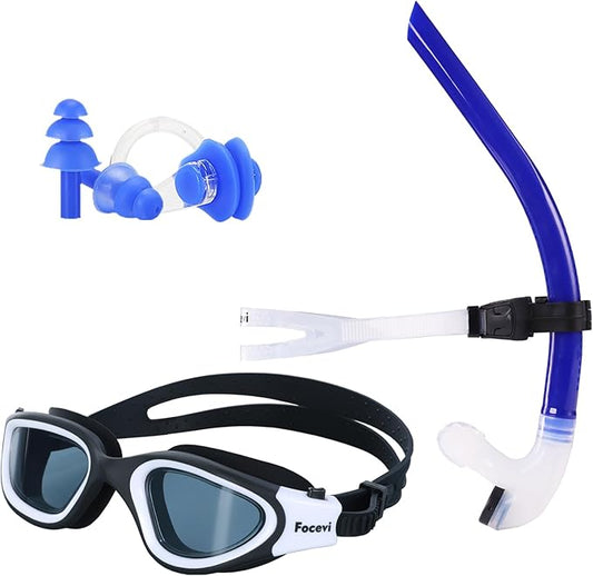Swim Snorkel for Lap Swimming,No loud gurgling noise No hurt forehead No slip front swimming Snorkeling Training for adult/kid/youth,swimmer snorkle center Mount snorkel tube One-Way Purge Valve