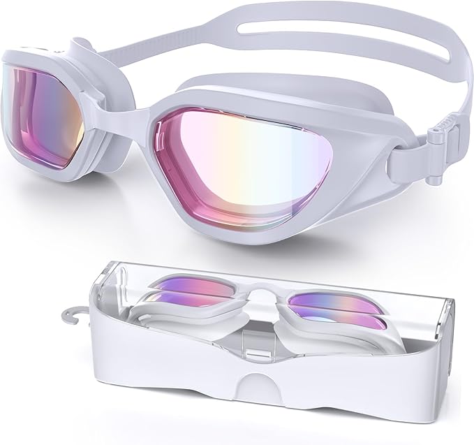 Swim Goggles, Unisex Adult Swimming Goggles Anti Fog Anti UV No Leakage Wide View for Men Women Youth