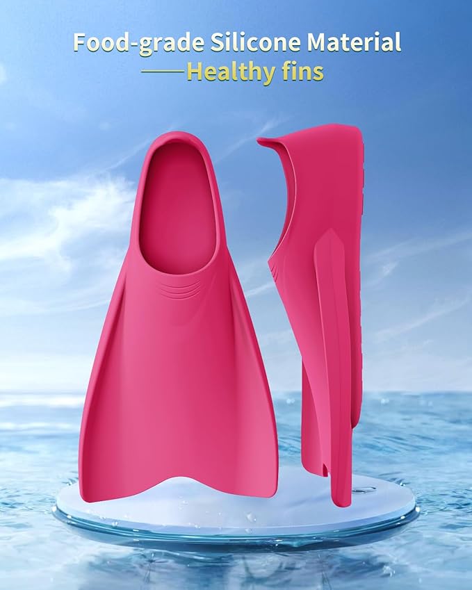 W WSTOO Streamlined Swimming Fins,Training Short Flippers,Silicone Swimming Flippers for Kids Adults Men and Women for Swimming Snorkeling and Diving